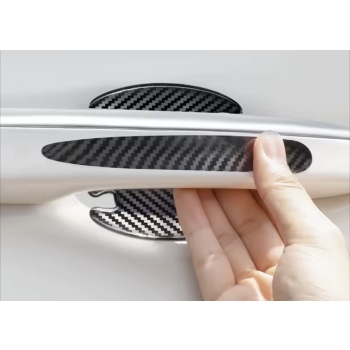 Czarne ochronne grube karbonowe naklejki pod klamki od zarysowań